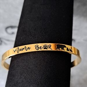 Goldtone Mama Bear Cuff Bracelet